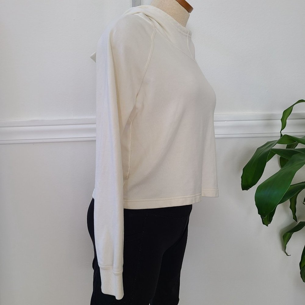 Converse Off White Cropped Cotton French Terry Pullover Hoodie  Womens SP - Picture 8 of 13